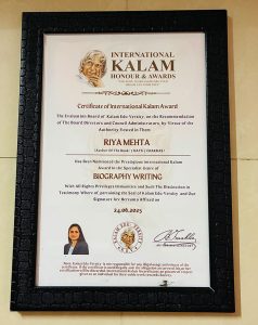 Riya Mehta Certificate