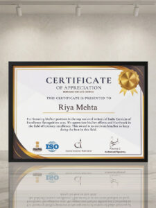 Riya Mehta Certificate