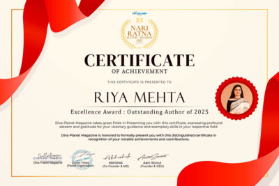 Riya Mehta - Nari Ratna Iconic Award Certificate